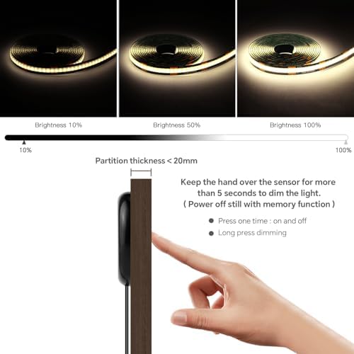 Black Cabinet Light COB LED Strip 6‑in‑1 Dimmable Touch Control - Image 2