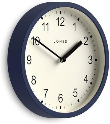 JONES CLOCKS® Spin wall Clock | Small Modern Round Clock | 8" | Dark Blue | by JONESCLOCKS