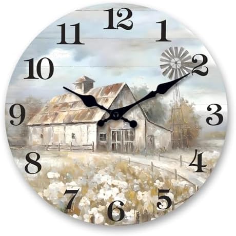 XFM Silent Wooden Wall Clock 16 Inch Windmill Barn by XFMWallClock