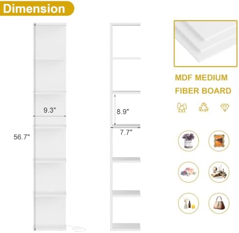 Qupui 7 Tier Wall Shelf with LED Light, 57 Inch Floating - Image 2