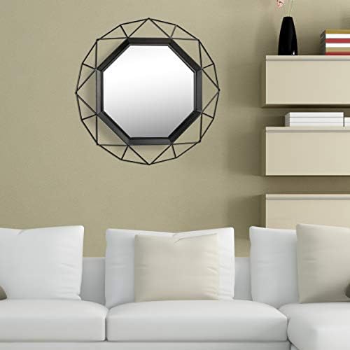 Stonebriar Decorative Black 28.3" Geometric Metal Wire Frame Hanging Wall Mirror - Image 7