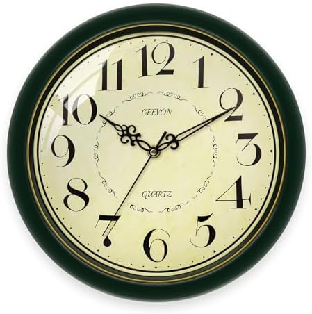 Geevon 12" Silent Wall Clock, Retro Battery Operated Decorative Clock by GEEVON