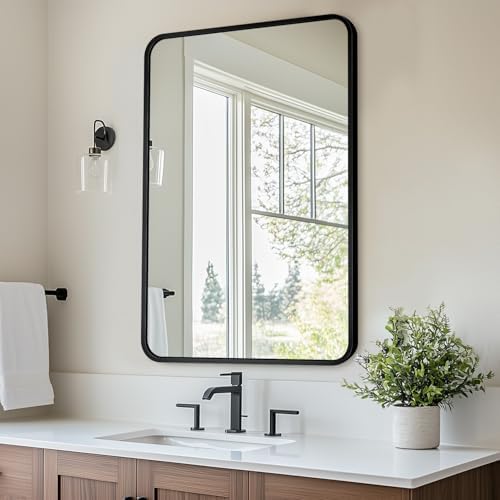 Antok 22x30 Black Metal Framed Bathroom Mirror, Wall Mirror by AntokMirror