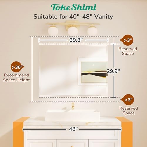 TokeShimi Bathroom Vanity Mirror Frameless - Image 2