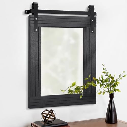 AAZZKANG Black Framed Wall Mirror Large Barn Door Style Wood Mirrors Rectangle by AAZZKANG