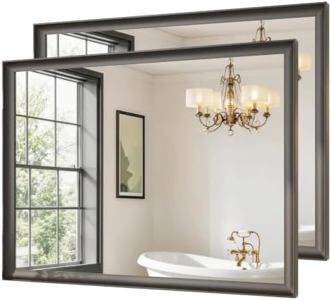 USHOWER 2 Pack 30x40 Inch Black Bathroom Mirrors by USHOWER