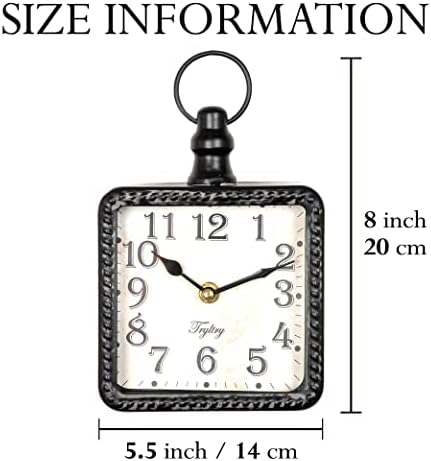 Retro Rectangle Metal Silent Small Wall Clock Black Rectangle - Image 2