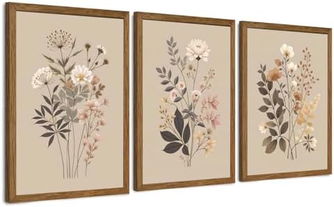 AVECCO 3 Piece Sage Eucalyptus Botanical Framed Canvas Wall Art 16x24 in by Unknown