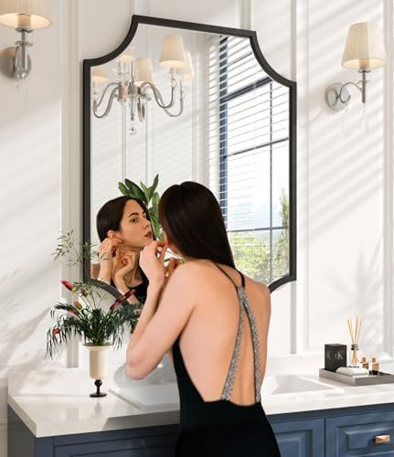 Kelly Miller 30"x40" Sleek Black Metal Scalloped Decorative Wall Mirror - Image 3