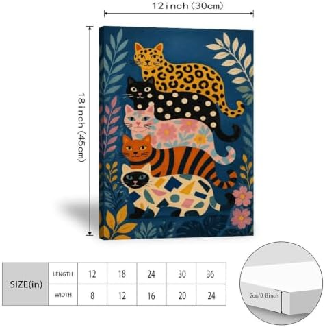 Colorful Cats Poster Whimsical Feline Animal Canvas Wall Art - Image 3