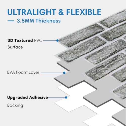 COMSTICKC 3D Faux Brick Wall Panels Peel and Stick Decorative Tiles Sticker - Image 6