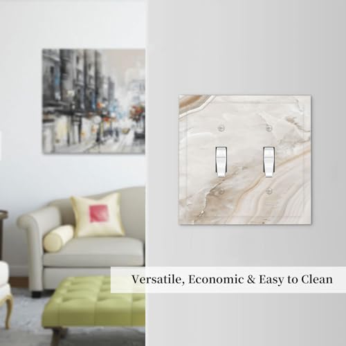 Decorative Switch Plates Beige Marble Pattern 2 Gang Double Toggle Wall Plate - Image 7