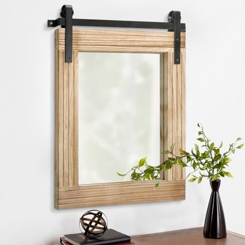 AAZZKANG Rustic Mirrors for Wall Rectangle Barn Door Mirror by AAZZKANG