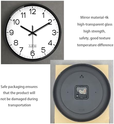 XFM Large Silent Wall Clocks Battery Operated 16 Inch Black Classic - Image 6