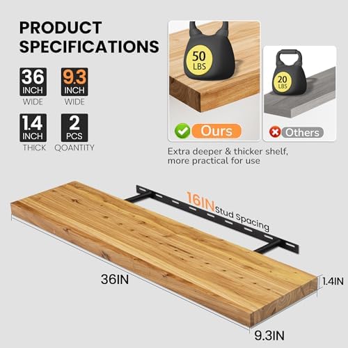 Fun Memories Floating Shelves for Wall, Heavy-Duty Wall Mounted Shelf - Image 3