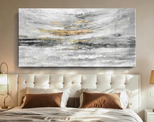 Nicetop 58x29" Large Black and White Abstract Coastal Wall Art - Image 4