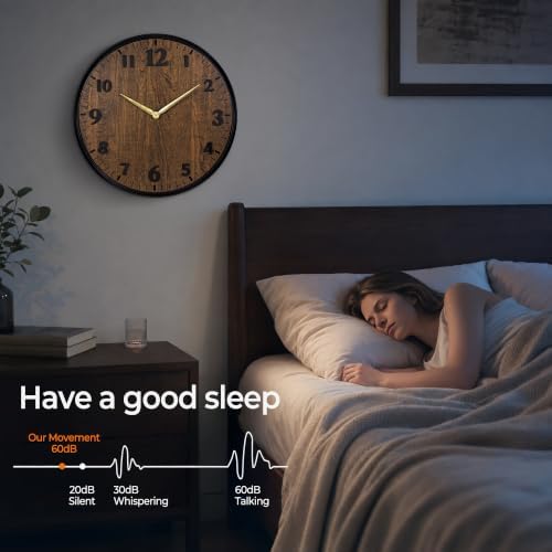 Wall Clock Farmhouse Vintage 20 Inch Silent Non-Ticking Battery Operated - Image 5