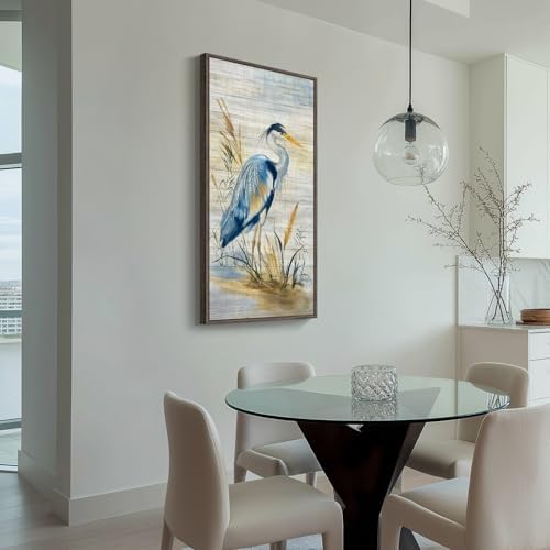 Framed Vertical Coastal Blue Heron Wall Art - Image 5