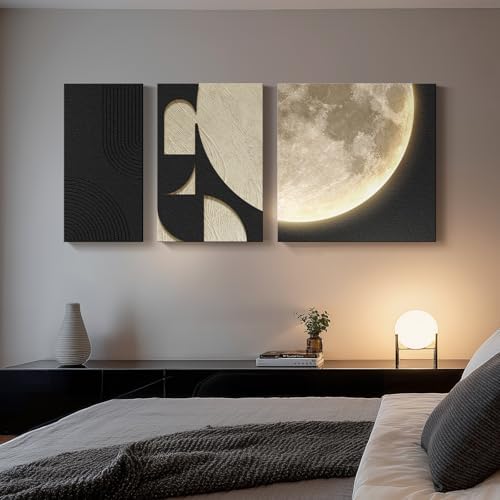 3D LED Wall Art with Moon Design, Lighted Abstract Wall Decor Set, 3 Piece - Image 6