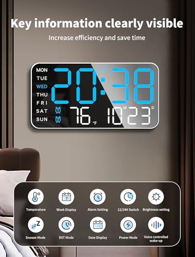 MASHI 8.4" Digital Clock, Desk Alarm Clock - Image 2