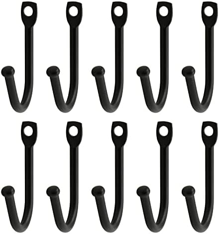 Bonsicoky 10 Pcs Black Single Prong Wrought Iron Hooks by Bonsicoky
