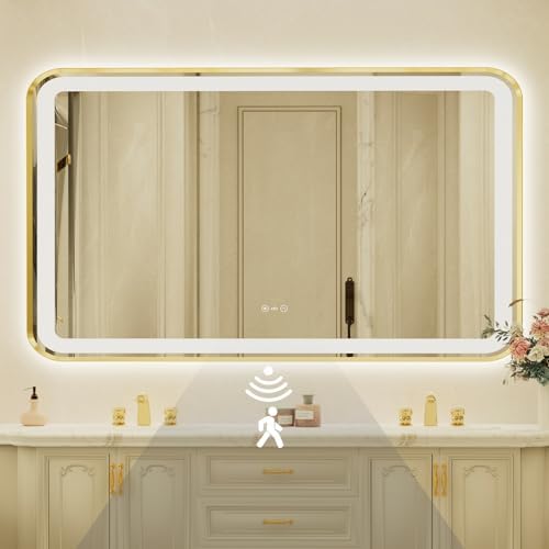 36x60 Inch Gold Framed LED Bathroom Mirror by JingYiMingJing
