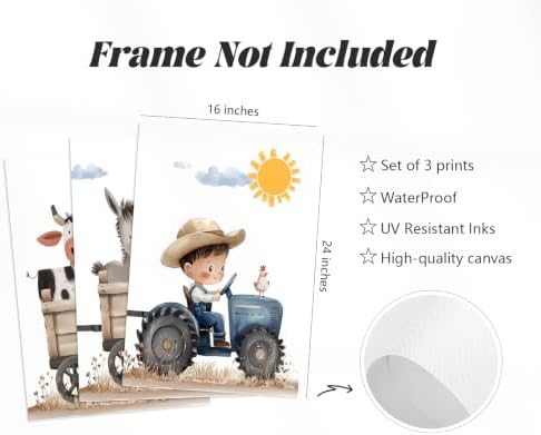 Farm Nursery Animal Wall Art Decor Baby Kids Room Poster Boy Tractor Prints - Image 2