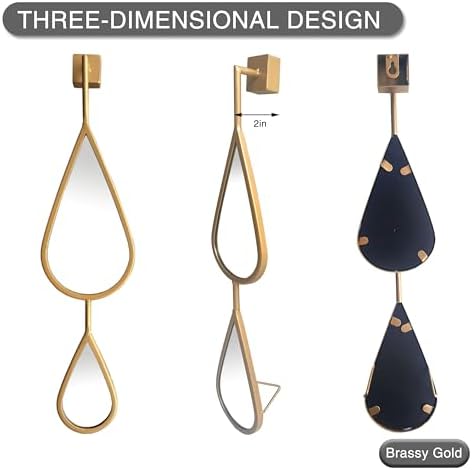 BAODANFU Wall Mirror Decorative Mirrors Mounted Decor Tear Drop Shape Gold - Image 4