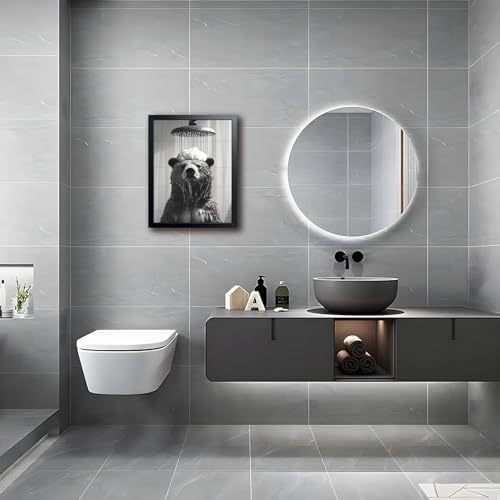 XYHYRA Funny Bear Bathroom Wall Art, Cute Bear Taking Bath Poster, Modern - Image 3