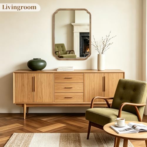 HOMECOOKIN Wood Bathroom Mirror - Image 4