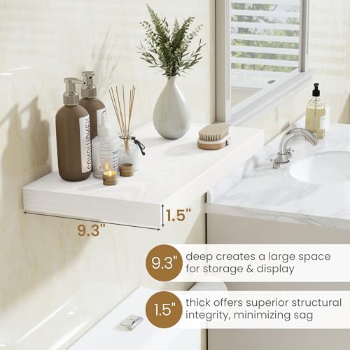 Fun Memories 48 Inch Floating Shelves in White, 9.3 Inch Deep Wall Shelves - Image 4