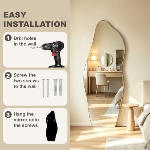 Full Length Wall Mirror, Cloud Irregular Shape, 63x24 Inch, - Image 3