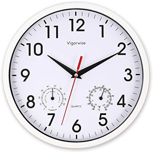 10 Inch White Wall Clock Silent Wall Clocks by Vigorwise