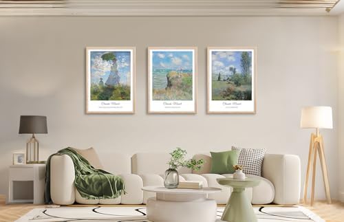 Vintage Claude Monet Canvas Wall Art, Framed Impressionism Landscape Paintings - Image 4