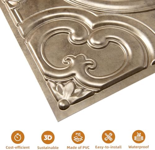 WOWSTAR 12-Pack 24"x24" Drop Ceiling Tiles, Waterproof Glue up Ceiling Panels - Image 6