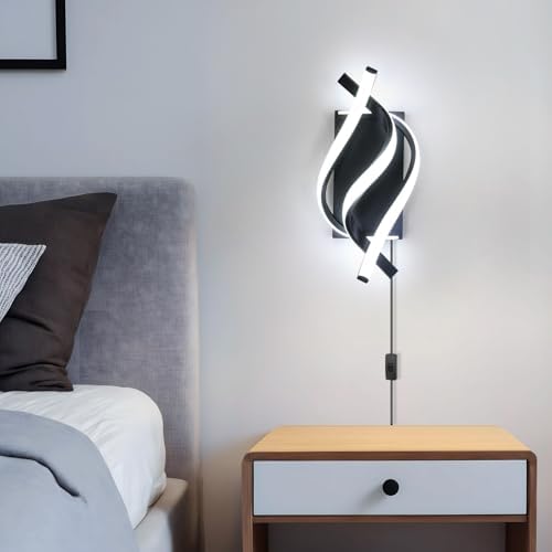 DELIPOP Modern Wall Sconces, 6500K Plug in Spiral LED Wall Sconce, 21W LED Wall - Image 5