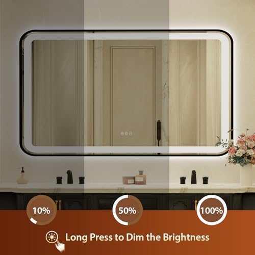 36x60 Inch Black Framed LED Bathroom Mirror - Image 4
