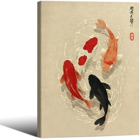 Japanese Koi Fish Canvas Poster Trendy Animal Aesthetic Wall Art 12x16 inch by Unknown