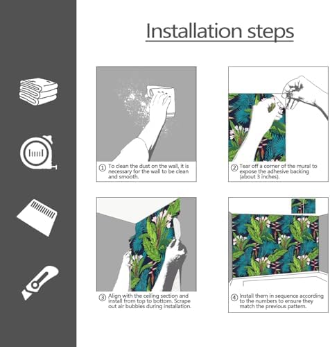 YQWDMX - Tropical Jungle Peel and Stick Wallpaper Green Leaves self-Adhesive - Image 5