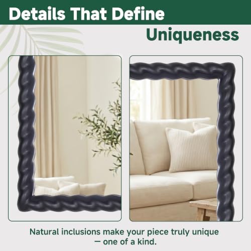 36"x24" Rectangular Solid Wood Farmhouse Decorative Wall Mirror - Image 4