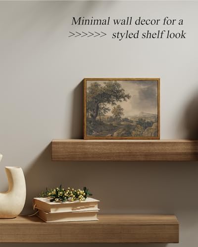 VIYYIEA Vintage Landscape Framed Wall Art, Serene Tree and Mountain Scene - Image 2