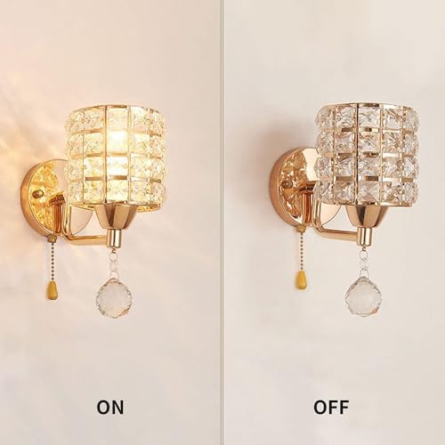 Modern Luxury Gold Crystal Wall Sconces Set of 2, Hardwired Lights Standard E26 - Image 5