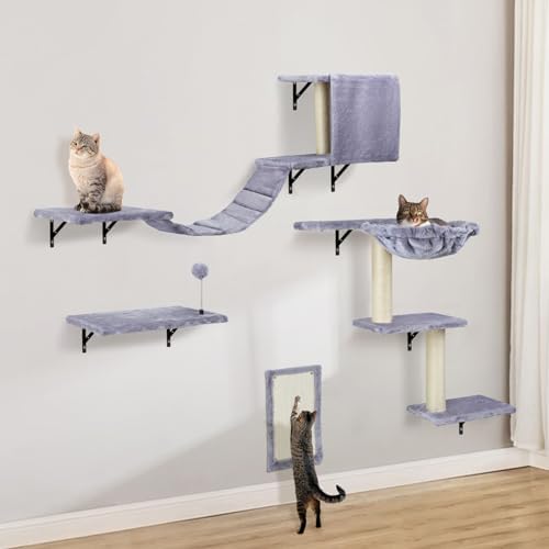 Cat Wall Shelves, Space-Saving Wall-Mounted Cat Climbing Set by Unknown