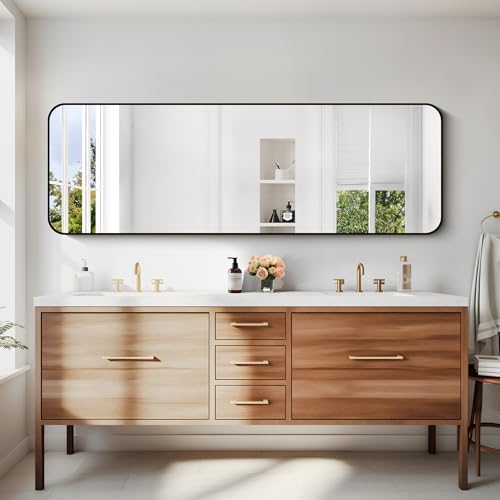DESBING 60" x 20"Bathroom Mirror, Matte Black Wall Mirror - Image 4