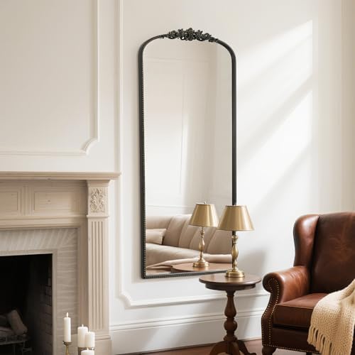 WallBeyond Arched Full Length Mirror Wall Mounted, 21x56 Inch Black Antique - Image 4