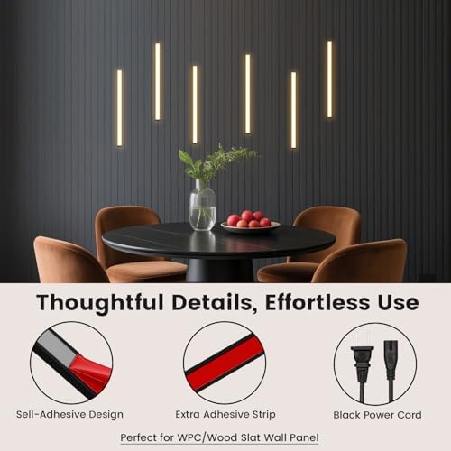 Wall Panel Lights 6pcs 3000K Warm White Adhesive Wood Slat Light - Image 5