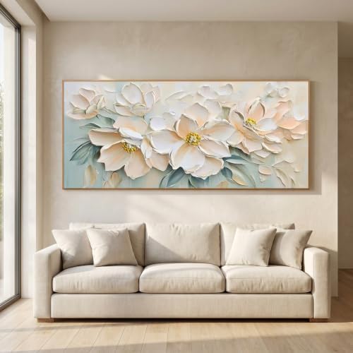 Anolyfi Framed White Floral Canvas Wall Art by Anolyfi