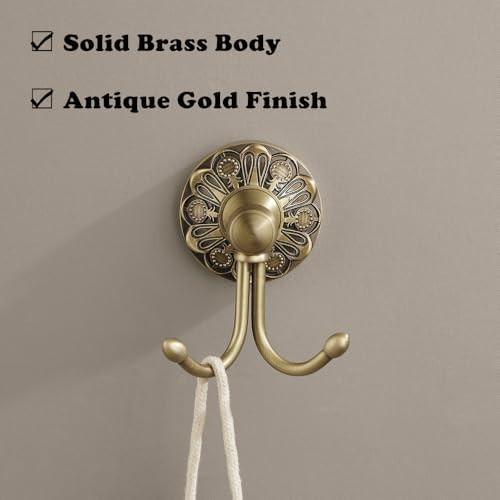 Antique Brass Towel Hook, Wall Mounted Bathroom Hook - Image 2
