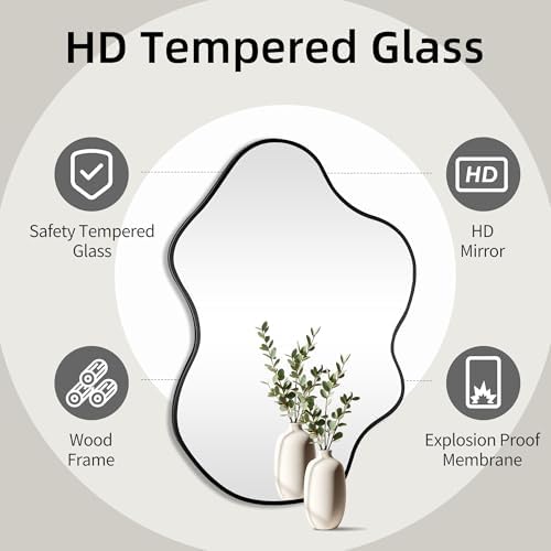 Black Irregular Bathroom 24 x 36 Inch Mirror - Image 6