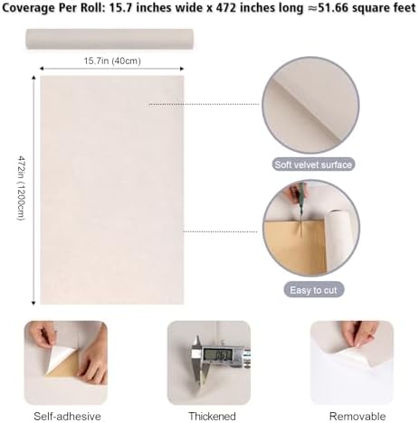 Self Adhesive Velvet Flocking Liner, Off White Felt Fabric Sheets - Image 5